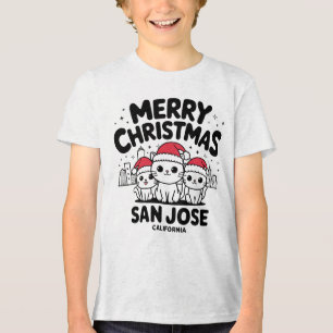 San Jose City California Merry Christmas Cats Vere Tri-Blend Shirt