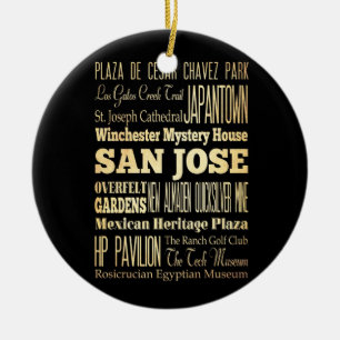 San Jose City of California State Typography Art Keramisch Ornament