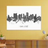San José Costa Rica Skyline BW Canvas Afdruk (Insitu (Woonkamer))