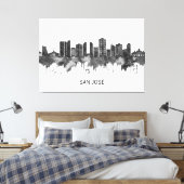 San José Costa Rica Skyline BW Canvas Afdruk (Insitu (Slaapkamer))