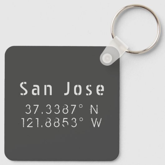San Jose Latitude Longitude Sleutelhanger (Achterkant)