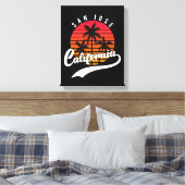 San Jose Retro Sunset Canvas afdrukken (Insitu (Slaapkamer))