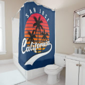 San Jose Retro Sunset Douche rideau (En situation)