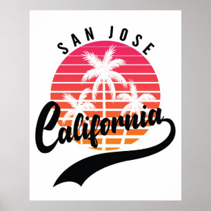 San Jose Retro Zonsondergang Poster