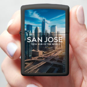 San Jose Skyline bij zonsondergang