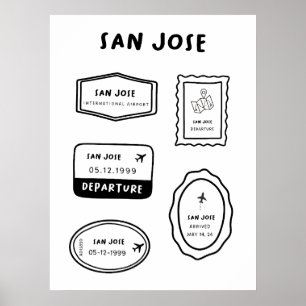 San Jose - Travel Stamp Collectie Minimalistisch Poster