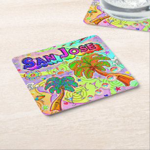 San Jose Vakantie Target Coaster Vierkante Kartonnen Onderzetter