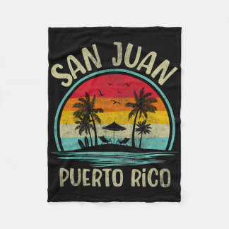 San Juan Beach Puerto Rico Palmboom Familie Zomer Fleece Deken