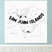 San Juan Islands Whales Canvas Afdruk (Insitu (Houten vloer))
