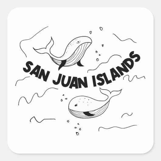 San Juan Islands Whales Vierkante Sticker (Voorkant)