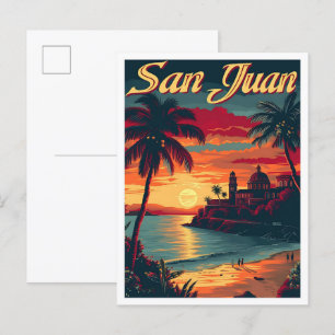 San Juan Puerto Rico Artistieke Reis Illustratie Briefkaart