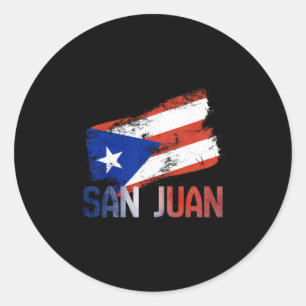 San Juan Stad Puerto Rico Vlag Vintage Roots Boric Ronde Sticker