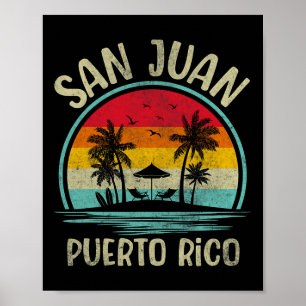 San Juan-strand Puerto Rico Palmboom Familie Zomer Poster