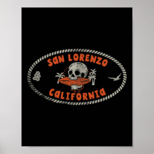 San Lorenzo Californië Ca Retro Surfer Voor en C Poster