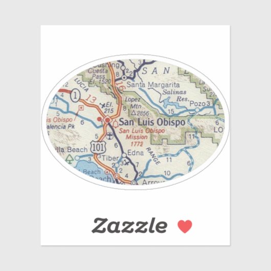 San Luis Obispo CA  routekaart Sticker (Vel)