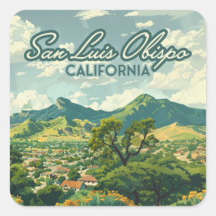 San Luis Obispo SLO California Central Coast Retro Vierkante Sticker