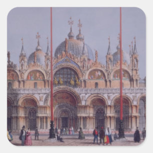 San Marco, Venetië, gegraveerd door Brizeghel (lit Vierkante Sticker