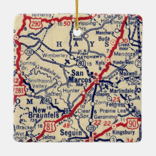 San Marcos TX kaart Keramisch Ornament