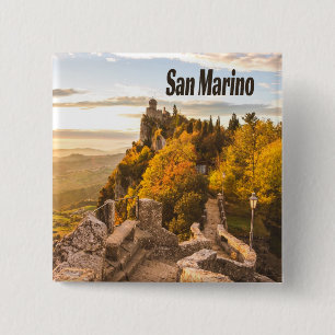 San Marino Europe Drie Towers Vierkante Button 5,1 Cm