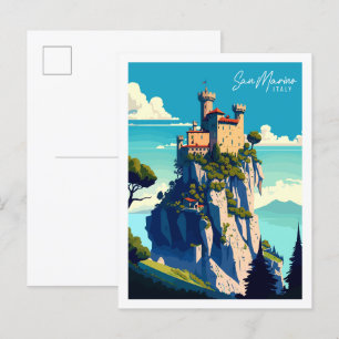 San Marino Italië vintage reisillustratie Briefkaart