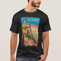 San Marino Kasteel Illustratie Reis Kunst Vintage