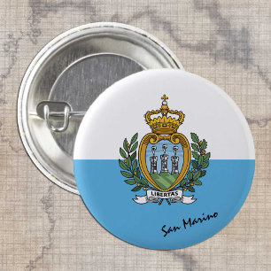 San Marino-knop, patriottische San Marino-vlag Ronde Button 3,2 Cm
