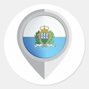 San Marino Pin Locatie Vlag Ronde Sticker