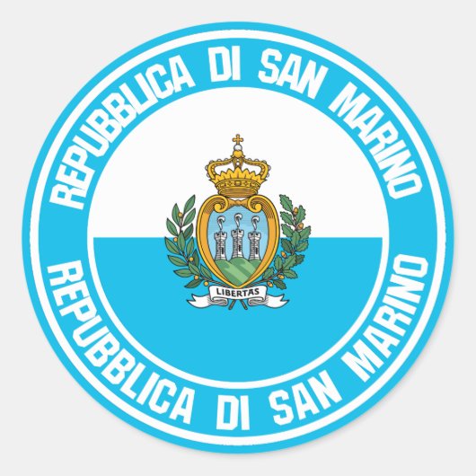 San Marino Round Emblem Ronde Sticker (Voorkant)