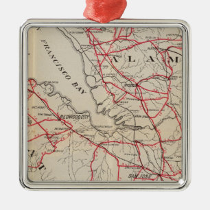 San Mateo, Santa Cruz, Santa Clara, Alameda Metalen Ornament