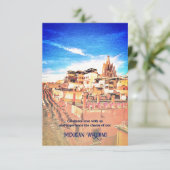 San Miguel daken en roze kathedraal Sky Wedding Kaart (Staand voorkant)