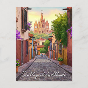 San Miguel de Allende Mexico Travel Waterverf Briefkaart