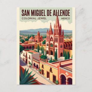 San Miguel de Allende Retro Reisposter Kunst Briefkaart