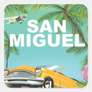 San Miguel El Salvador vintage reisposter Vierkante Sticker