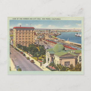 San Pedro California haven en stadhuis Briefkaart