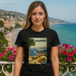 San Remo, Italië Reis Toerisme Oude Afbeeldingen T-shirt