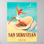 San Sebastian, een vrouw komt uit een schelp. Poster (Voorkant)