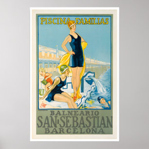 San Sebastian Kunst Retro Barcelona Reisposter Poster