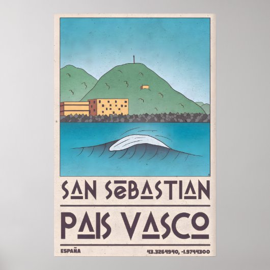 San Sebastian Kunstprint Krullende Golf, Mid Centu Poster (Voorkant)