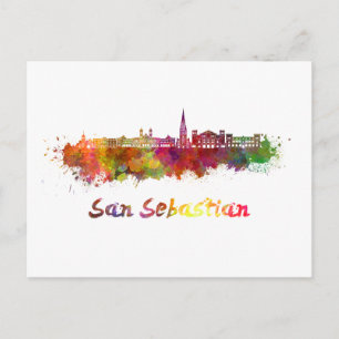 San Sebastian skyline in waterverf Briefkaart