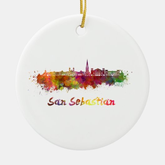 San Sebastian skyline in waterverf Keramisch Ornament (Voorkant)