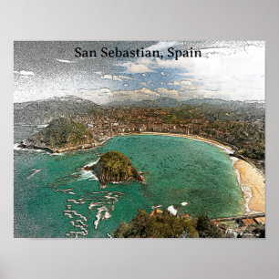 San Sebastian Spanje Reizen Poster