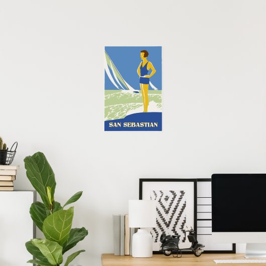 San Sebastian, vectorart retro is klein Poster (Thuiskantoor)