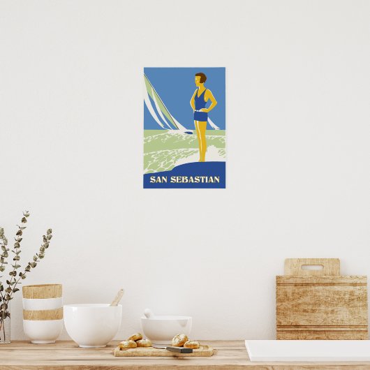 San Sebastian, vectorart retro is klein Poster (Keuken)