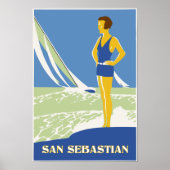 San Sebastian, vectorart retro is klein Poster (Voorkant)