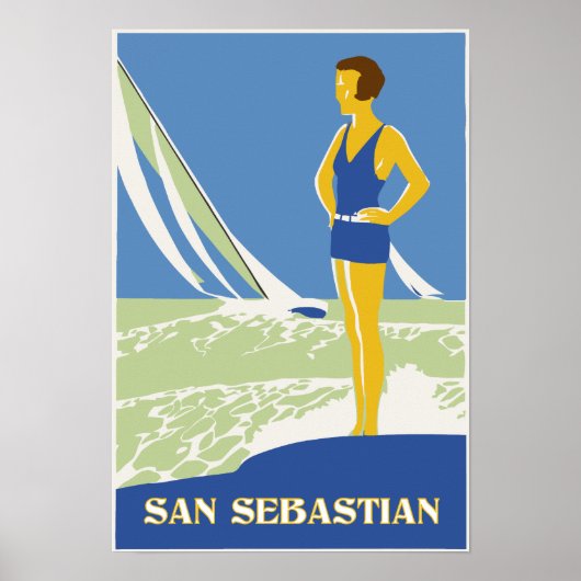 San Sebastian, vectorart retro is klein Poster (Voorkant)