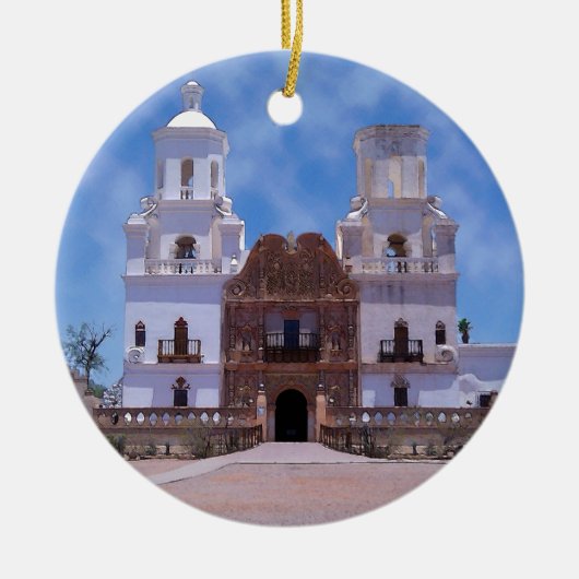 San Xavier del Bac Mission - Tucson, AZ Keramisch Ornament (Voorkant)