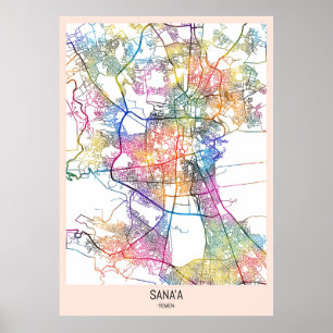 Sana'a Jemen Stadsplattegrond Poster