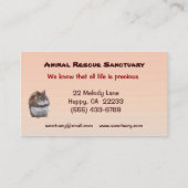 Sanctuarium inzake redding van dieren visitekaartje (Achterkant)