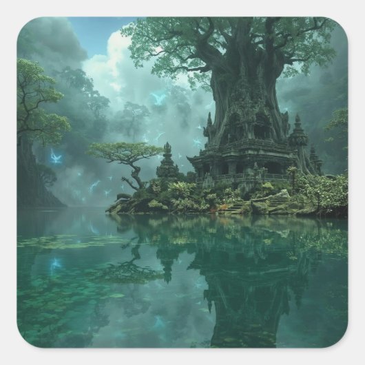 Sanctuary of the Living Tree Vierkante Sticker (Voorkant)