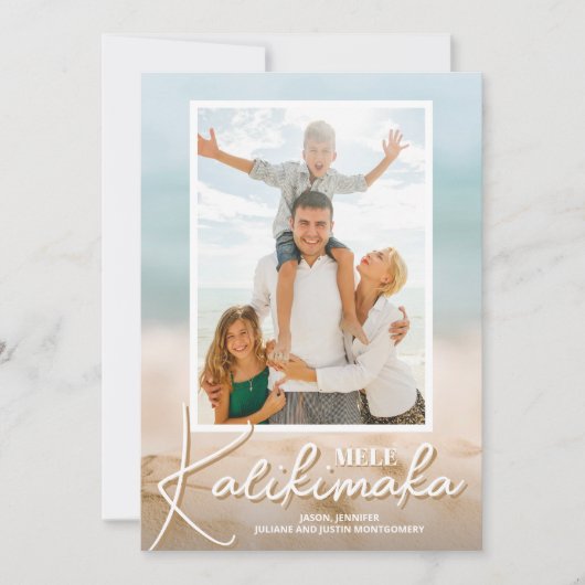 Sand and Sea Beach Photo Mele Kalikimaka  Feestdagenkaart (Voorkant)